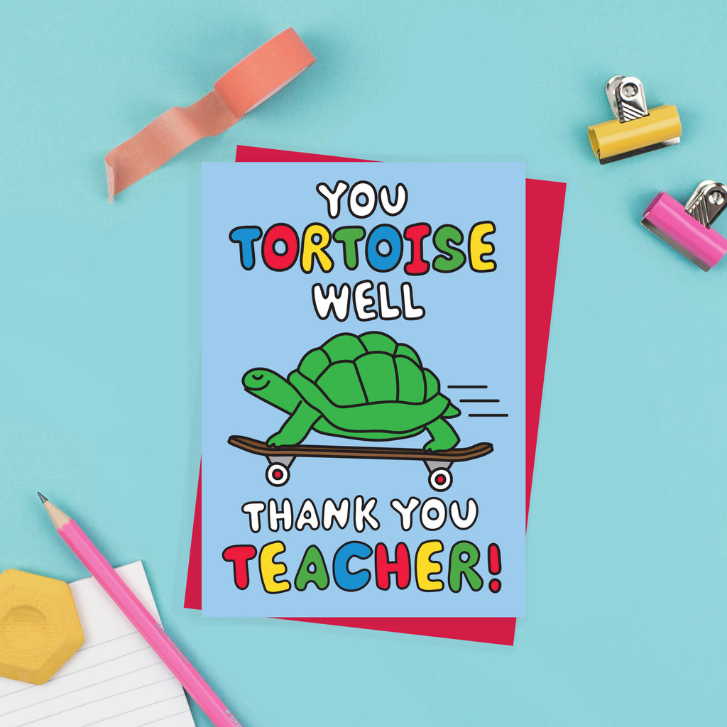 THANK YOU CARD FOR TEACHER CARD FUNNY TORTOISE WELL thank you teacher card - you tortoise well! funny card | hello dodo