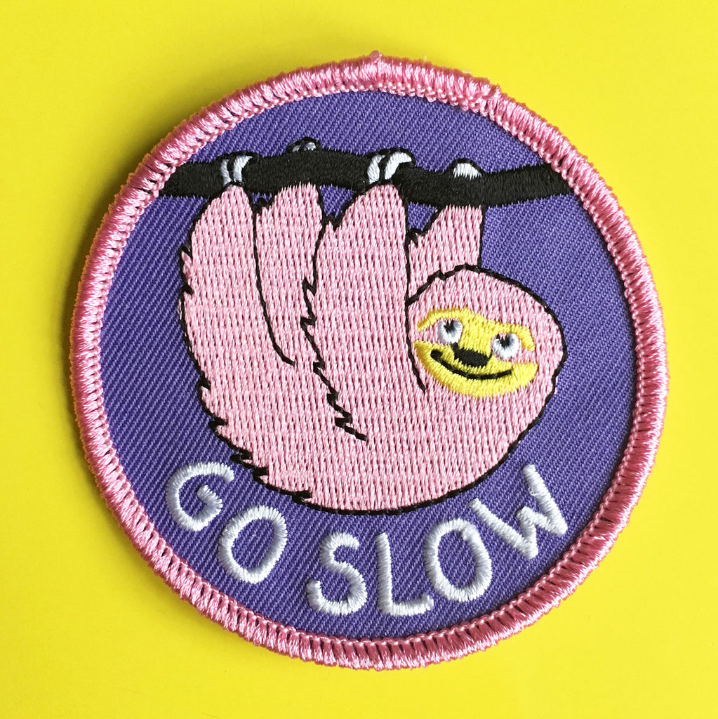 Go Slow Sloth Iron On Patch - hello DODO