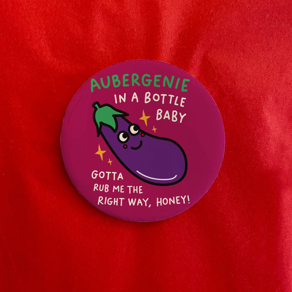 Aubergenie in a Bottle Baby Badge