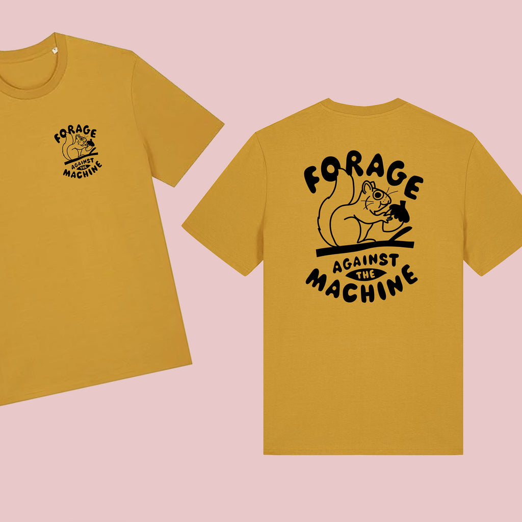 Forage Against the Machine Unisex T-shirt - Small Emblem & Back Print