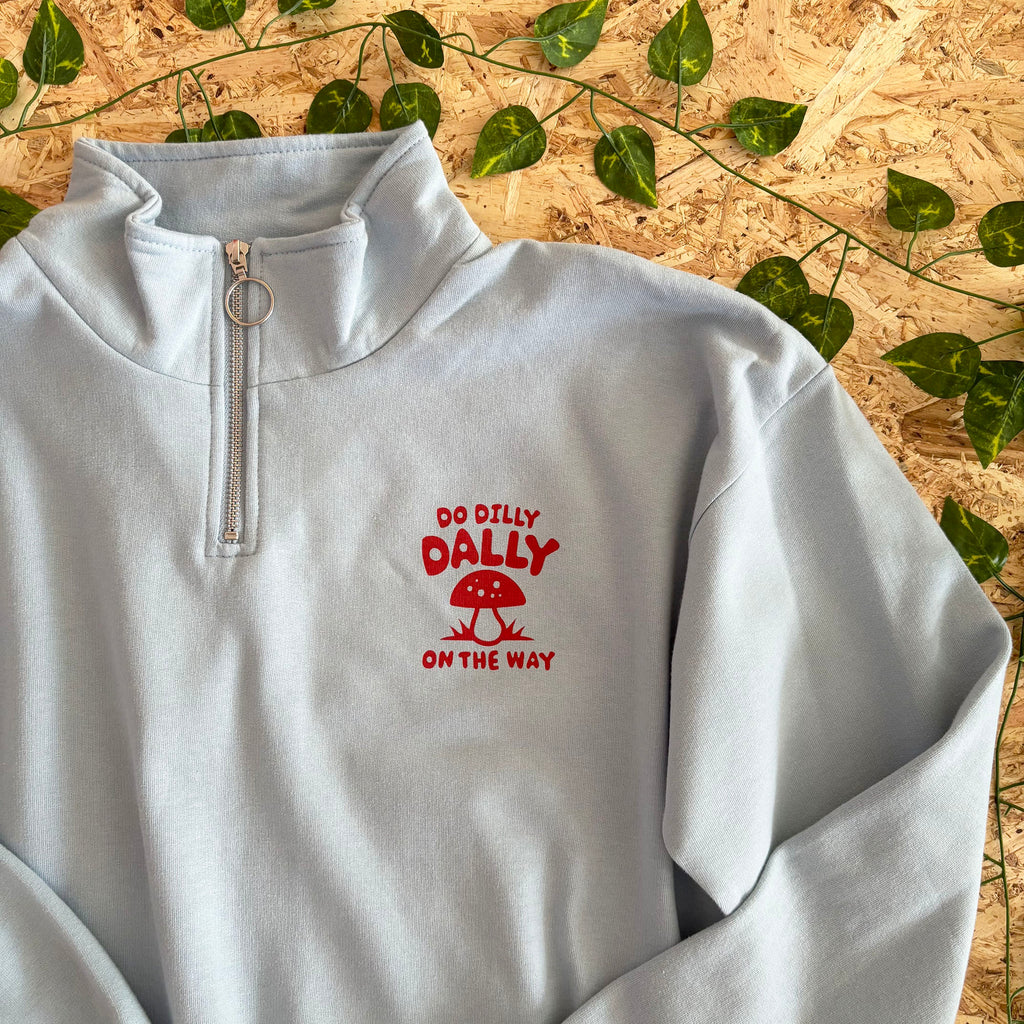 Do Dilly Dally On The Way Zip Cropped Sweatshirt