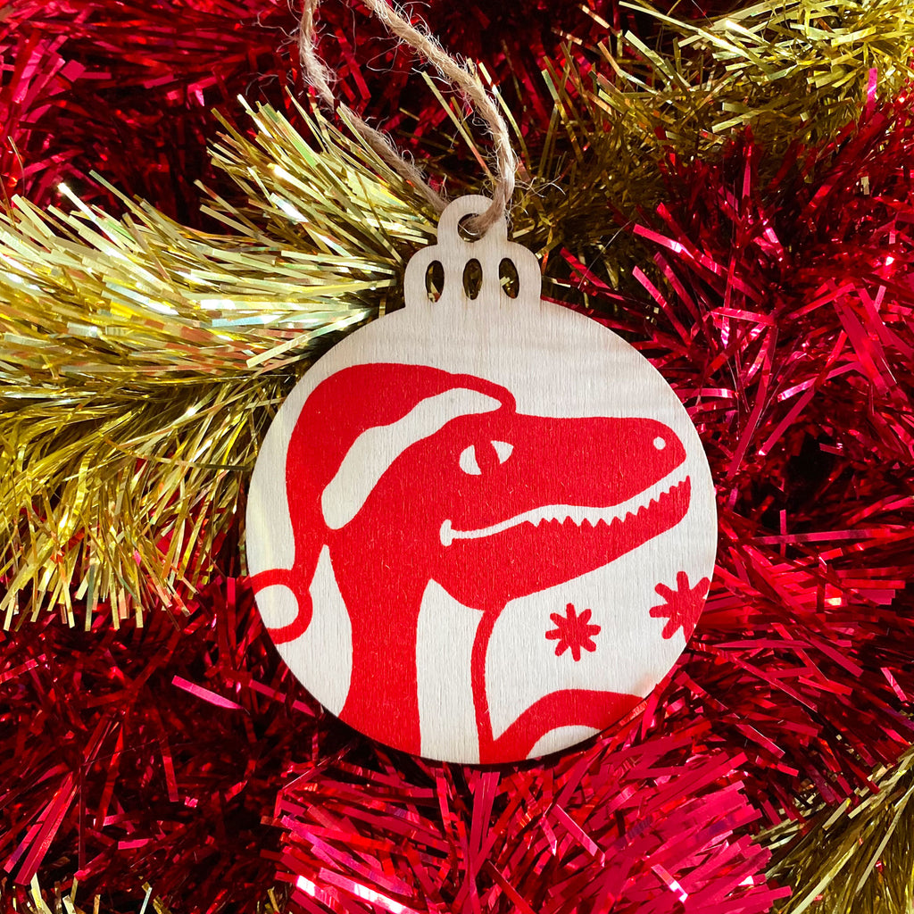 Handprinted Dinosaur Christmas Decoration