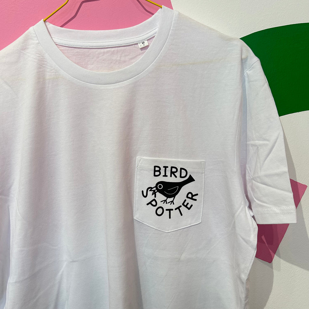 Size M - BIRD SPOTTER T-SHIRT WITH POCKET
