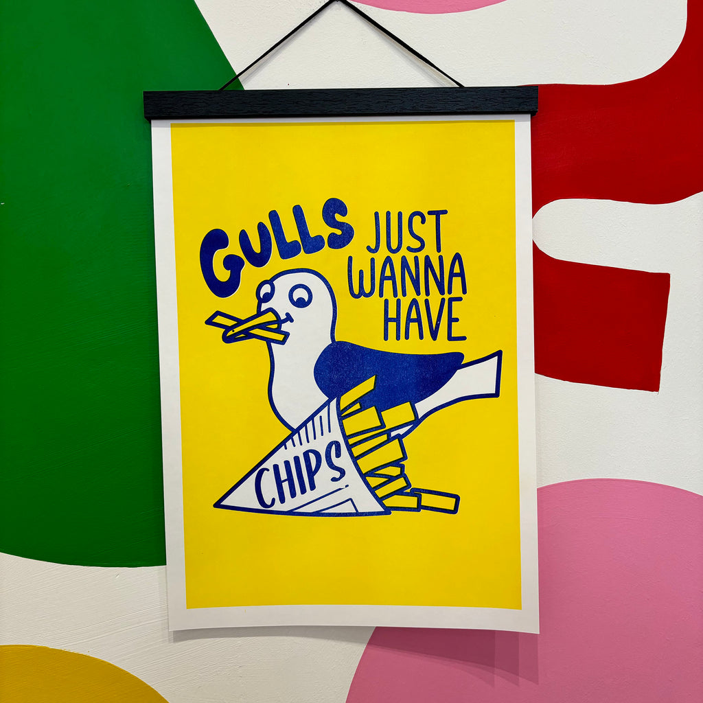 Artwork - Gulls Just Wanna Have Chips A3 Print