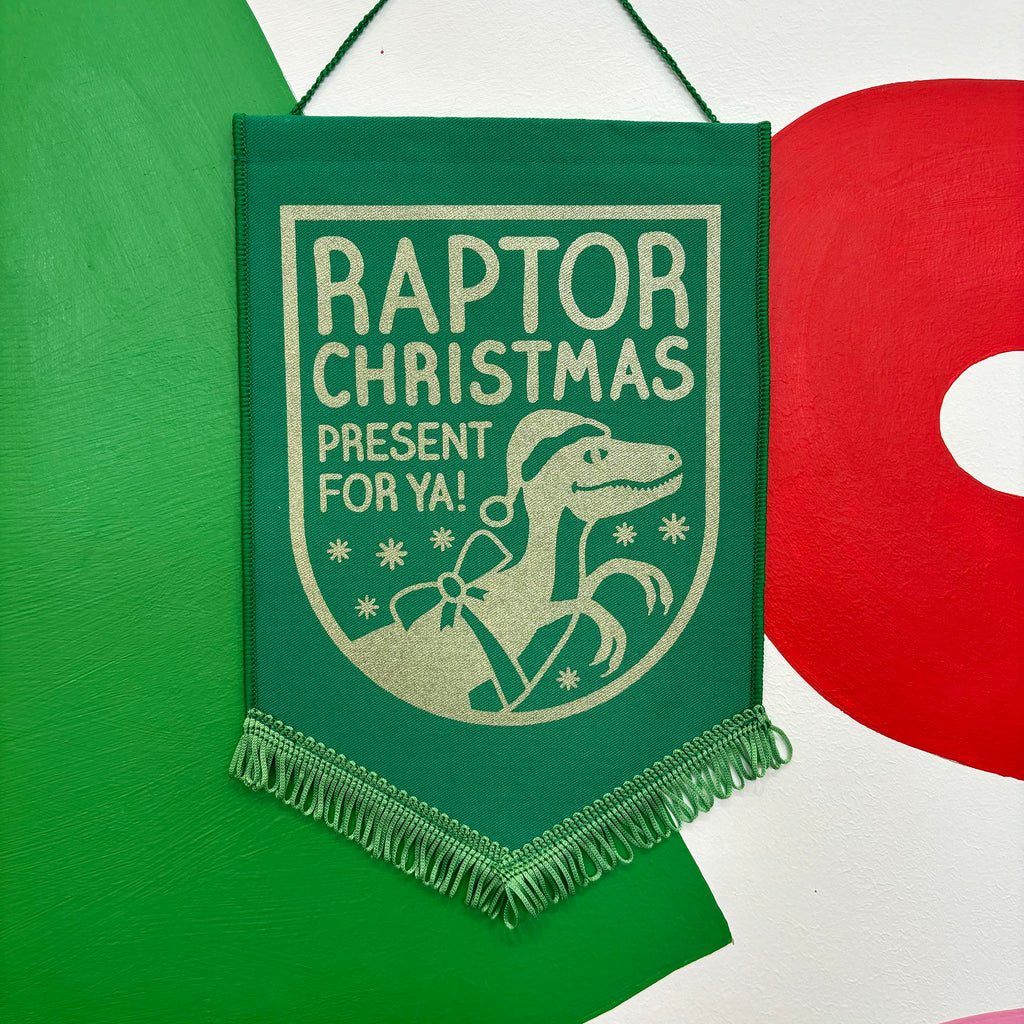 Wall Pennant - Christmas Dinosaur (Medium)