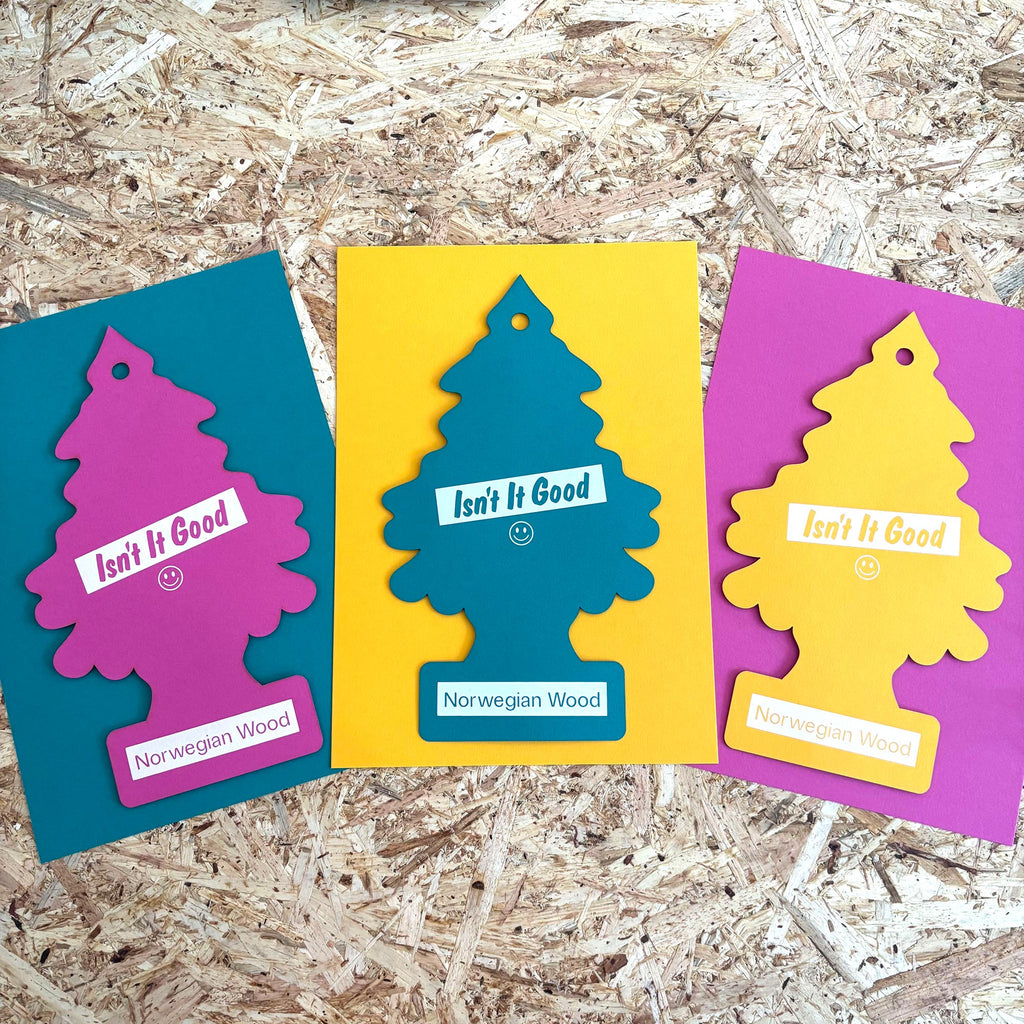 “Isn’t It Good” Screenprinted Laser Cut Trees by Kate Maxwell