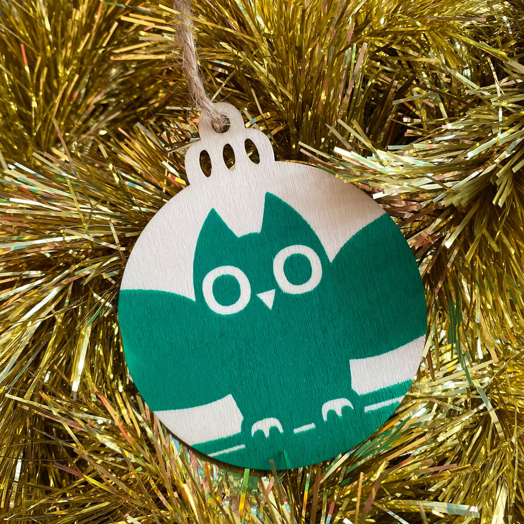 Handprinted Owl Christmas Decoration