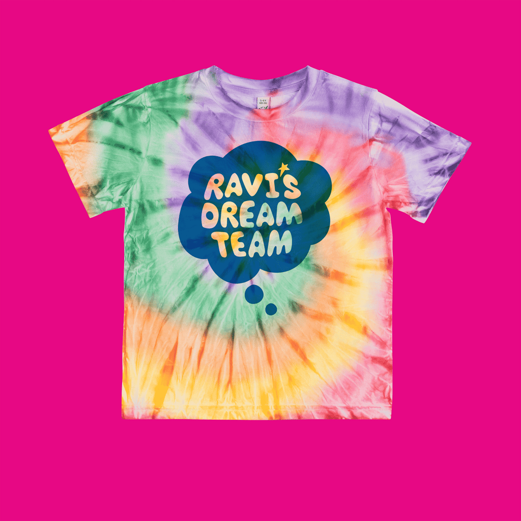 Ravi's Dream Team Kids Rainbow Tie Dye T-shirt - 50% of profits going to Ravi's Dream!