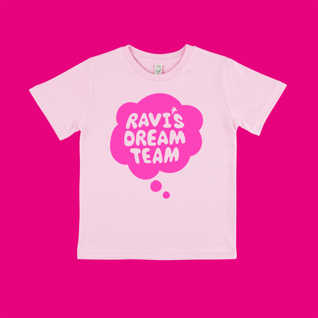 Ravi's Dream Team Kids Pink T-shirt - 50% of profits going to Ravi's Dream!