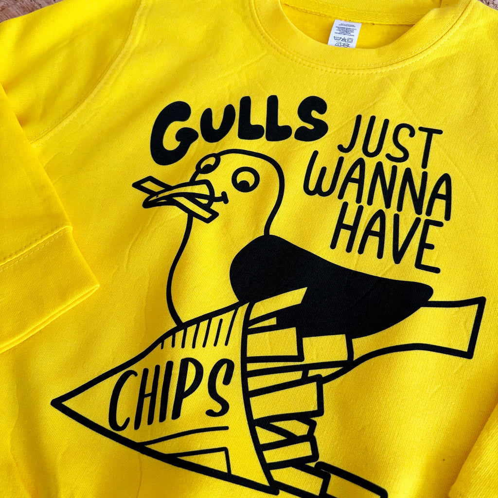 Gulls Just Wanna Have CHIPS Kids Sweatshirt for GULLIBLE