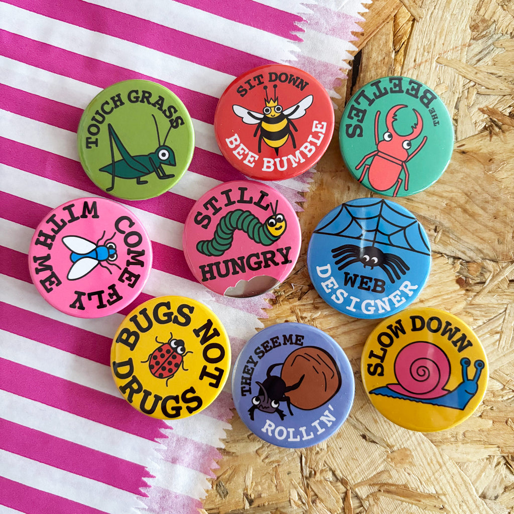 Round Insect Badge Bug Badge Set (38mm) | hello DODO