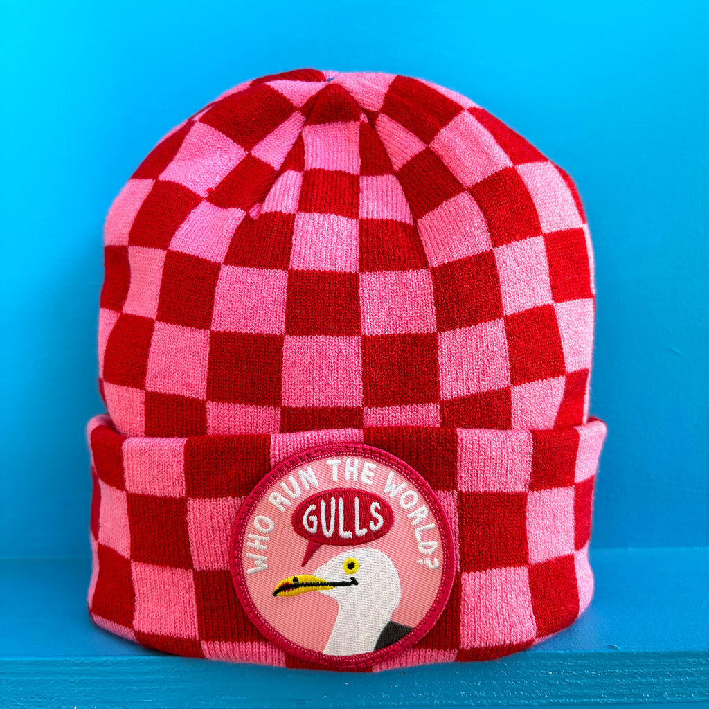 Who Run The World Gulls Checked Beanie Hat