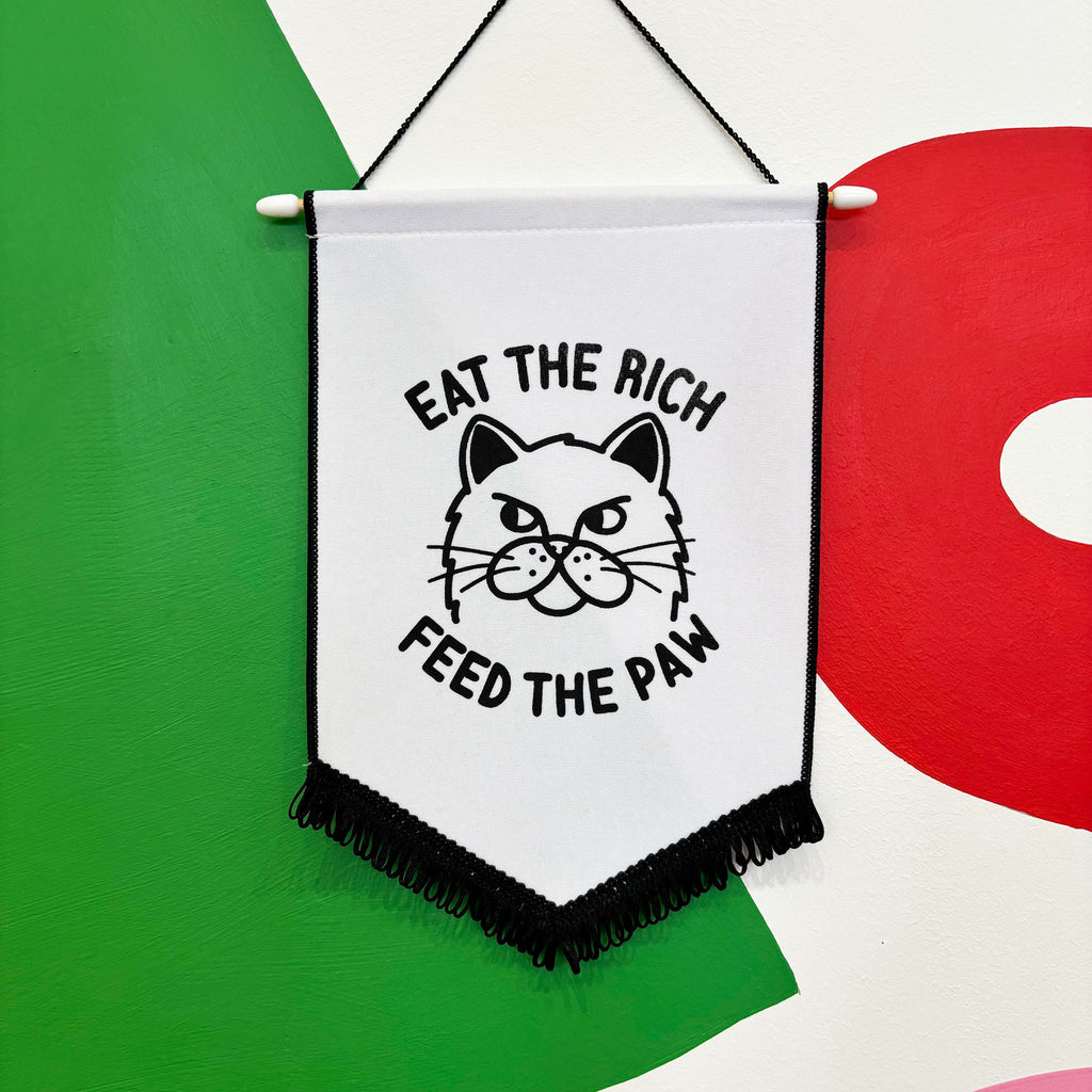 Eat the Rich Cat Pennant Flag