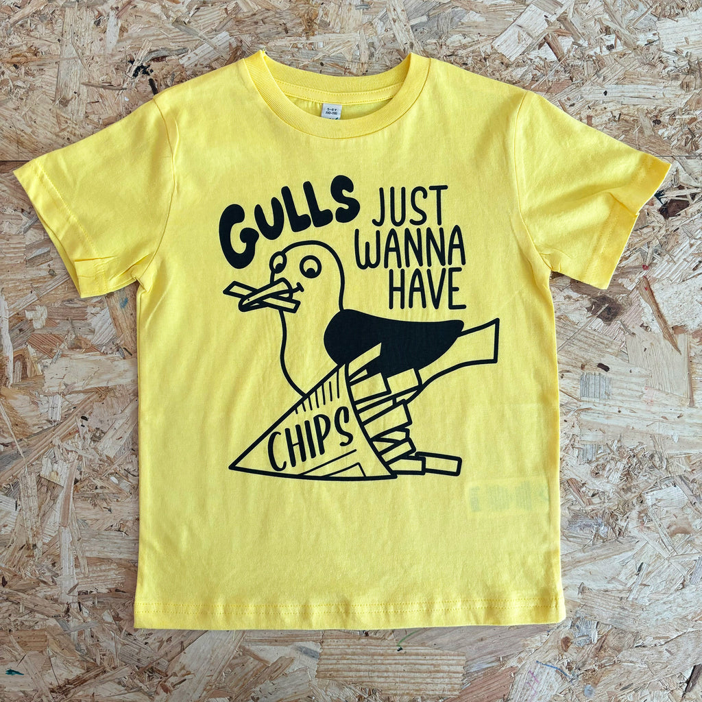 Gulls Just Wanna Have CHIPS Kids T-shirt for GULLIBLE