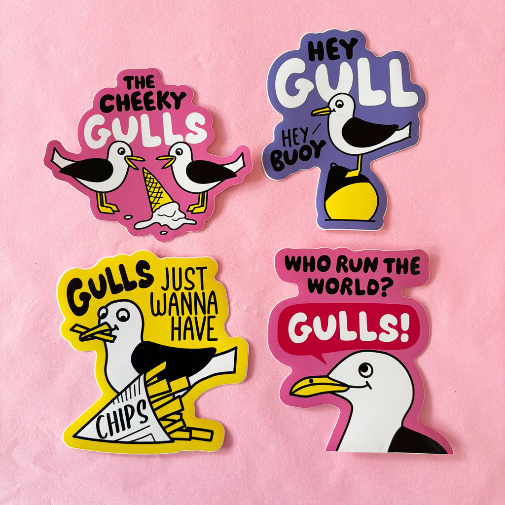 Set of 4 - Gull Vinyl Stickers (Set 2)