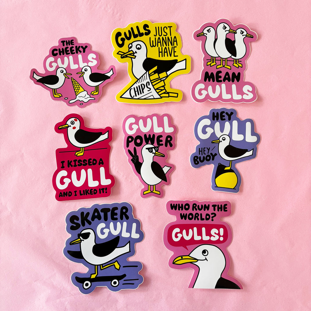 Set of 8 - Gull Vinyl Stickers