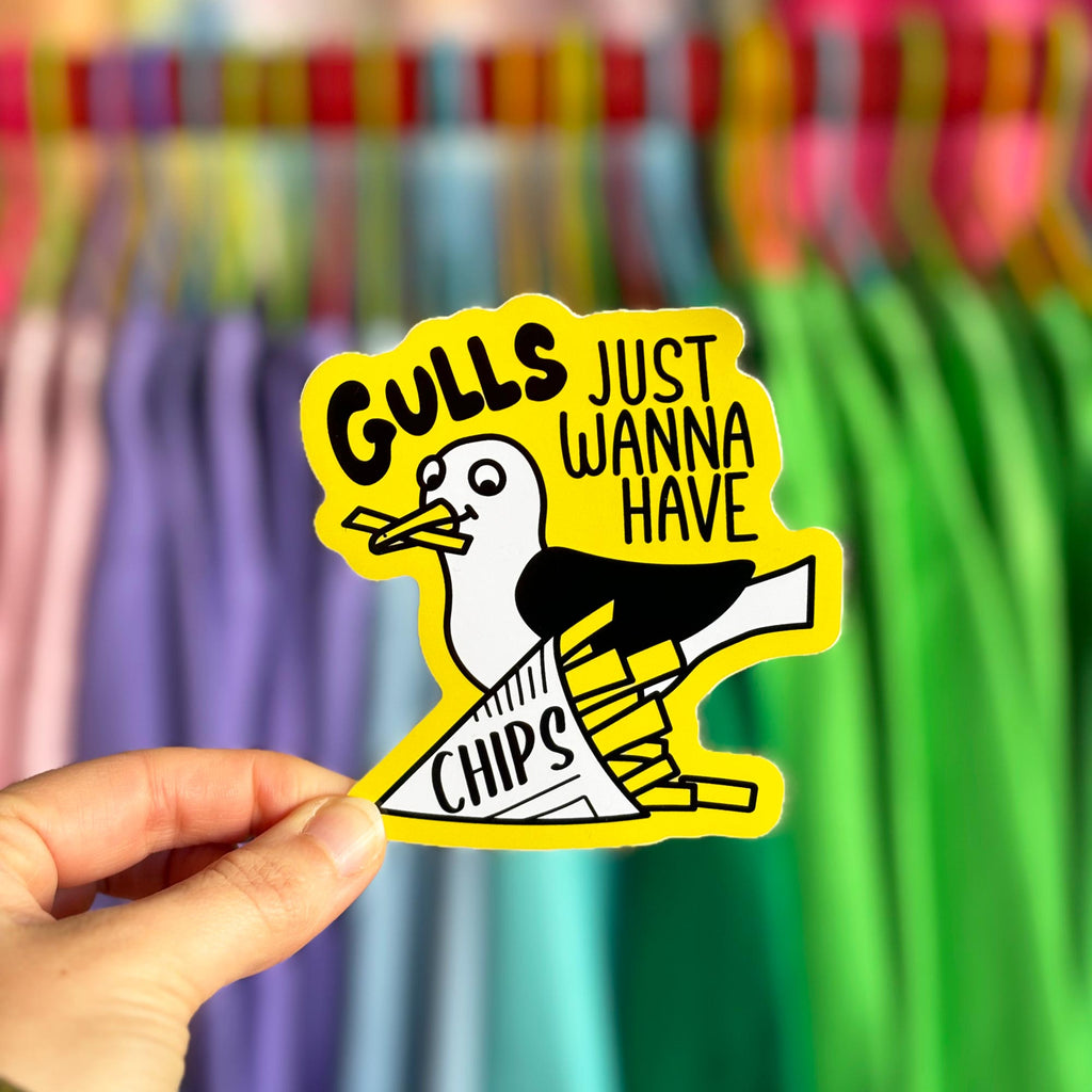 Gulls Just Wanna Have Chips Large Vinyl Sticker