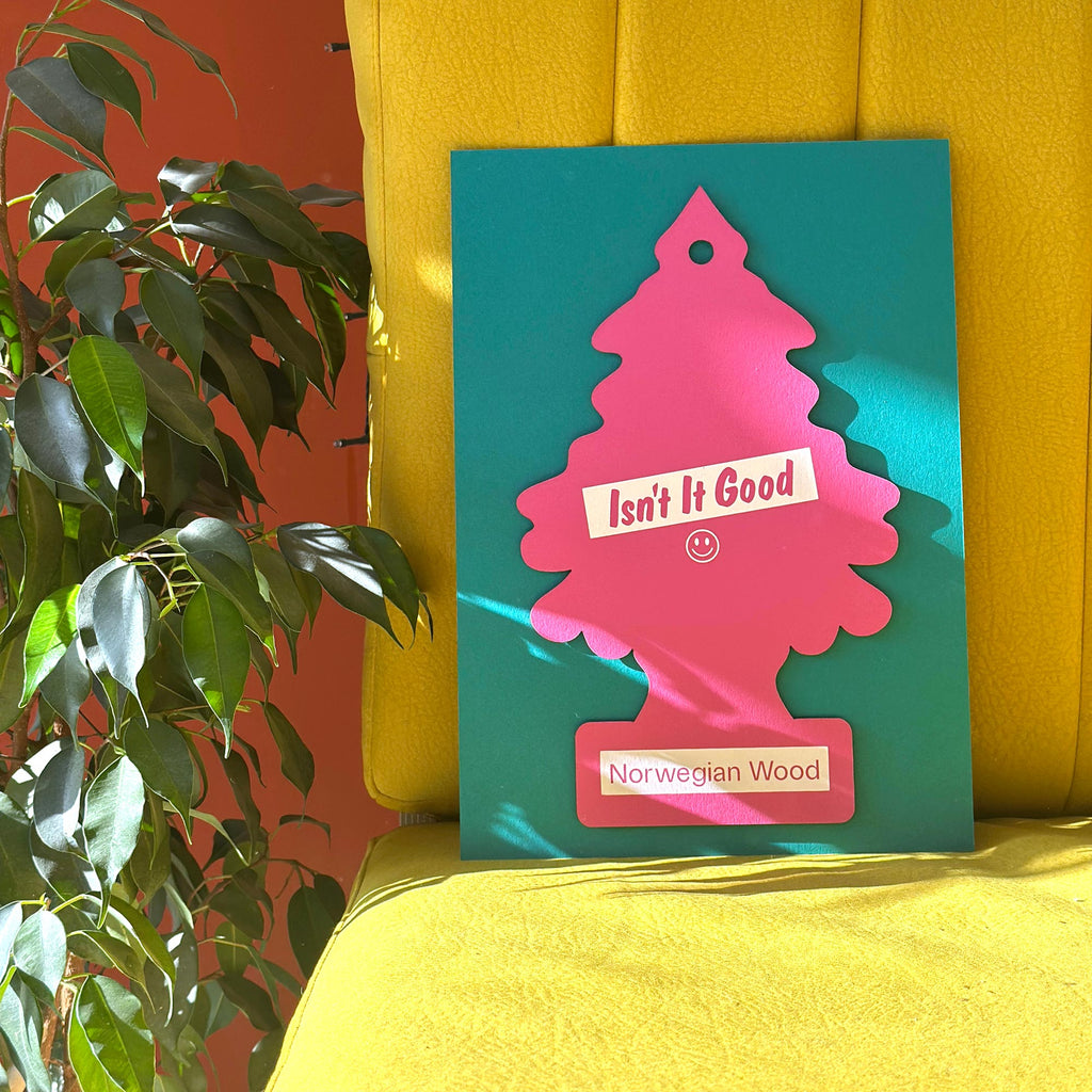 “Isn’t It Good” Screenprinted Laser Cut Trees by Kate Maxwell
