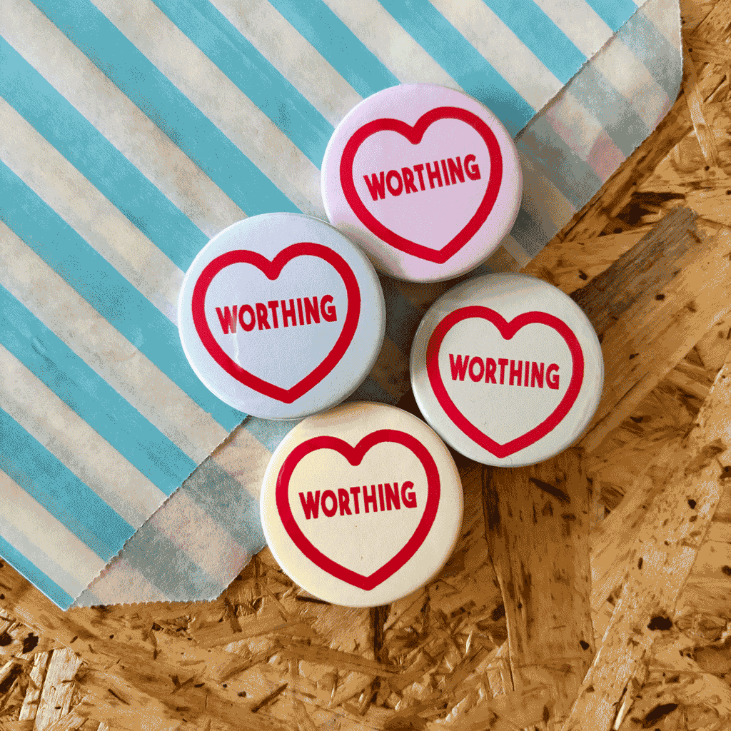 Worthing Love Heart Badge