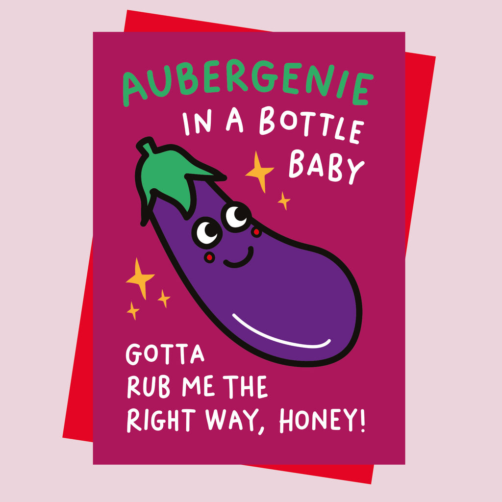 Valentines Card - Aubergenie in a Bottle