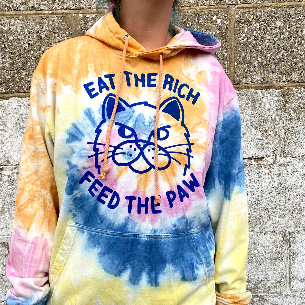 “Eat The Rich” Cat Tie Dye Hoodie