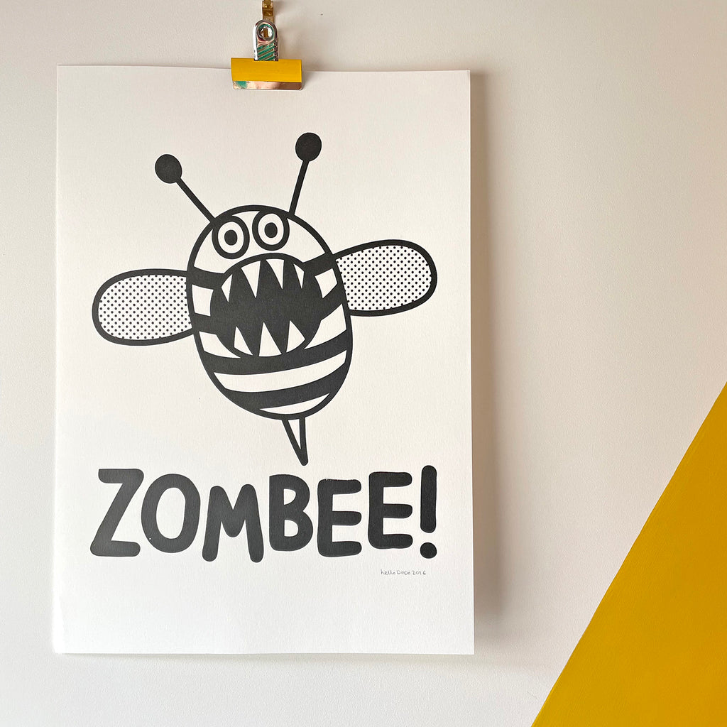 Zombee - Handprinted Screenprint