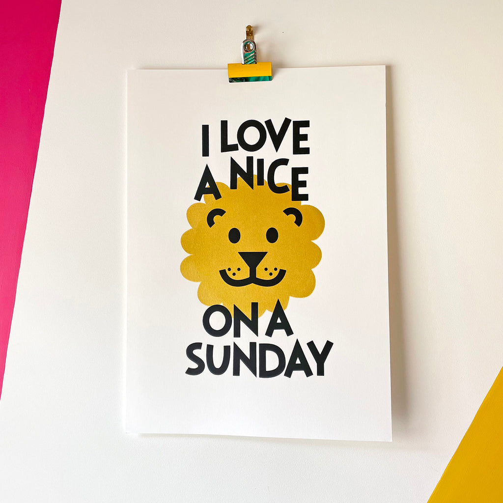 Lion on a Sunday - Handprinted Screenprint