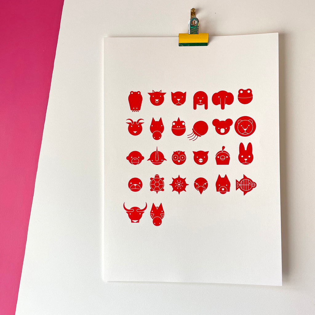 Animal Alphabet - Handprinted Screenprint