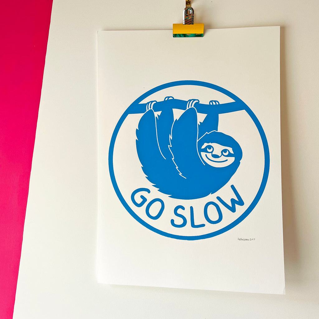 Sloth - Handprinted Screenprint
