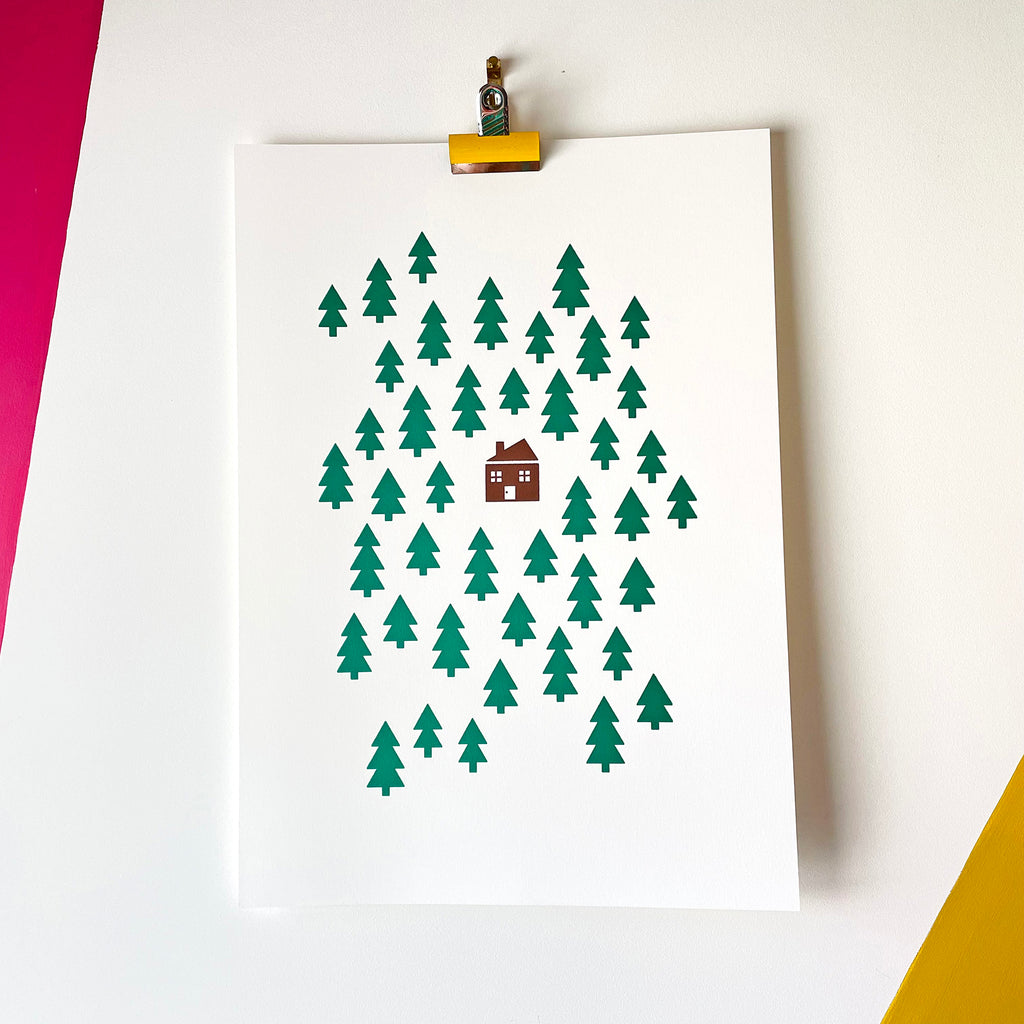 House in the Woods - Handprinted Screenprint