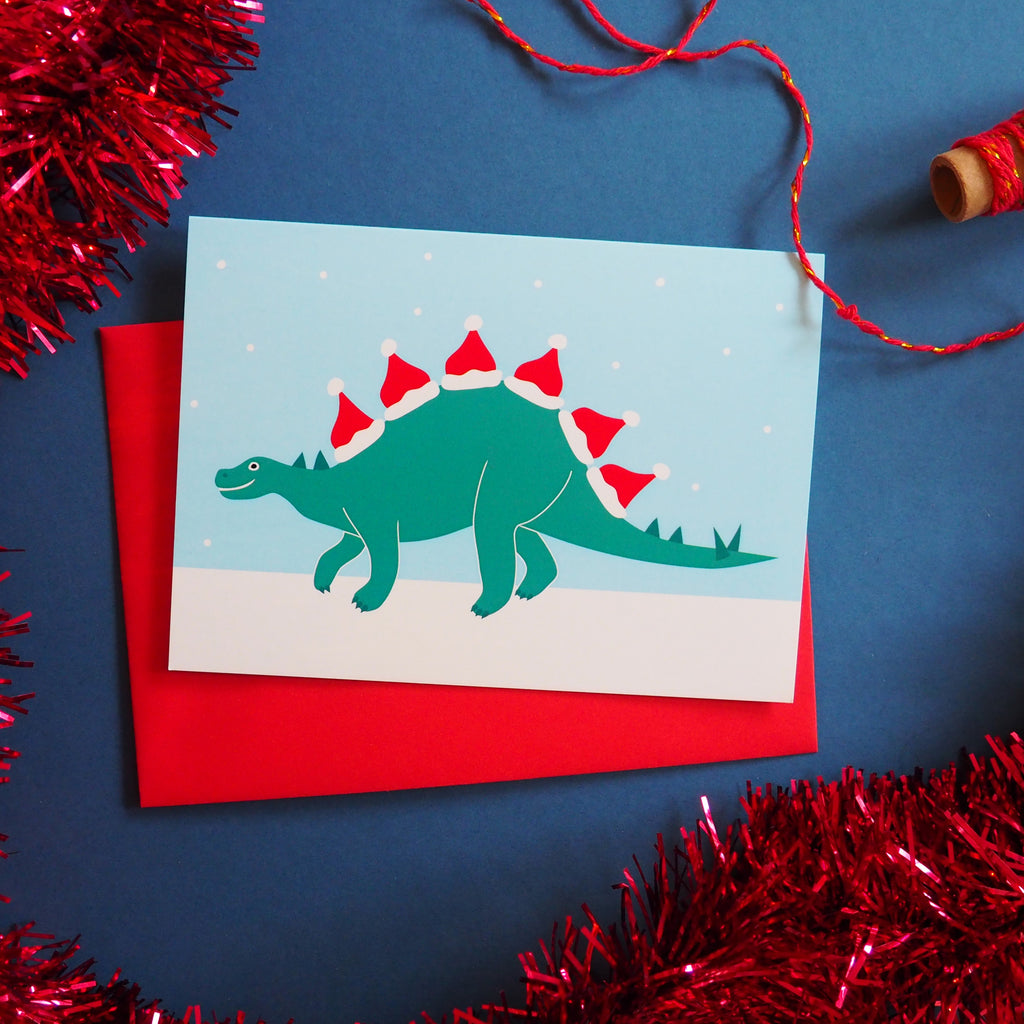 Dinosaur Christmas Card Stegosaurus - hello DODO