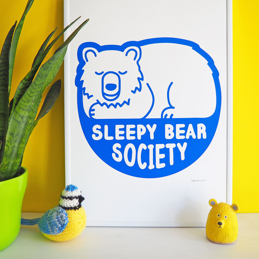 Sleepy Bear Society Screenprint - hello DODO