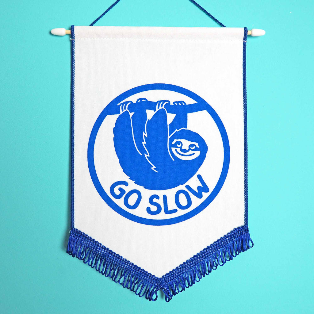 Go Slow Sloth Pennant Flag - hello DODO
