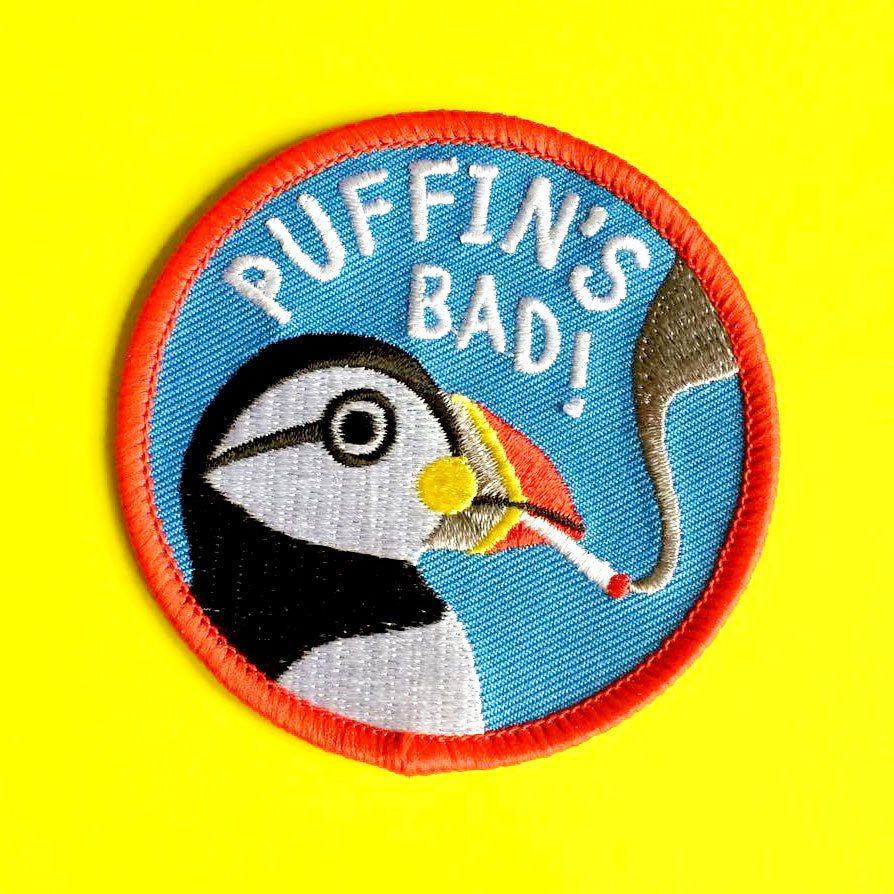Puffin's Bad Iron On Patch - hello DODO