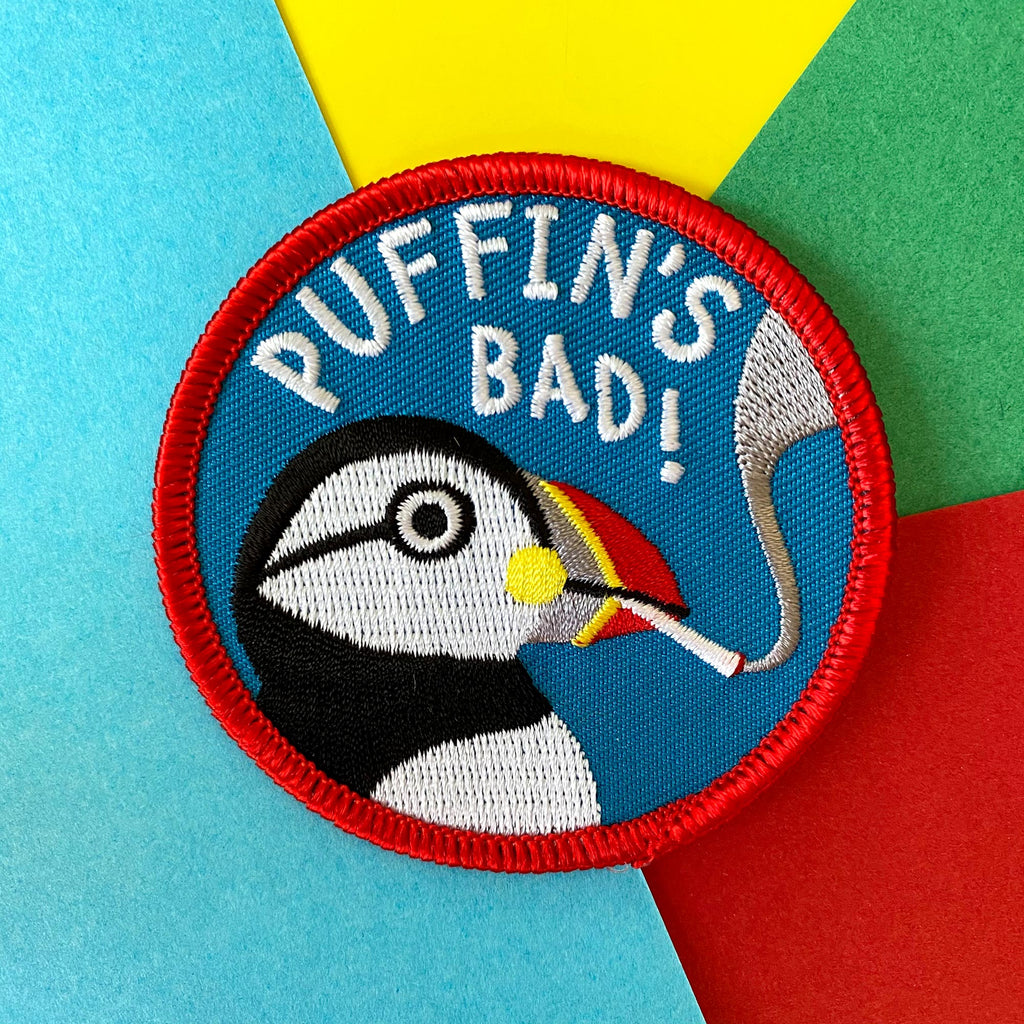 Puffin's Bad Iron On Patch - hello DODO